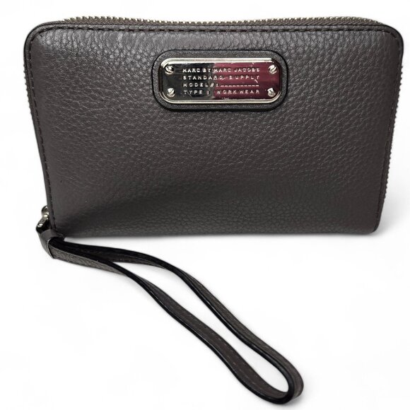 Marc By Marc Jacobs Handbags - Marc by Marc Jacobs Pebble Leather Bifold Wristlet Wallet Women's Slate Grey